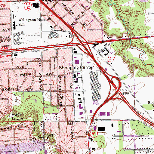 Topographic Map of Holiday Plaza Shopping Center, WI