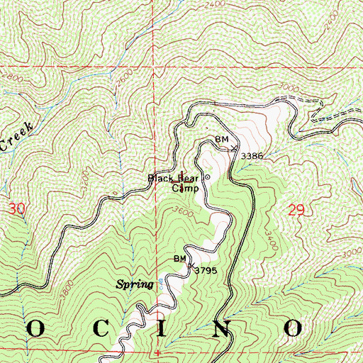 Topographic Map of Black Bear Camp, CA