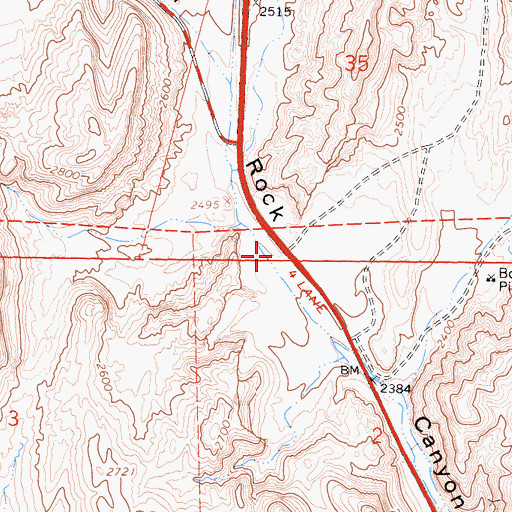 Topographic Map of Red Rock Canyon State Park, CA