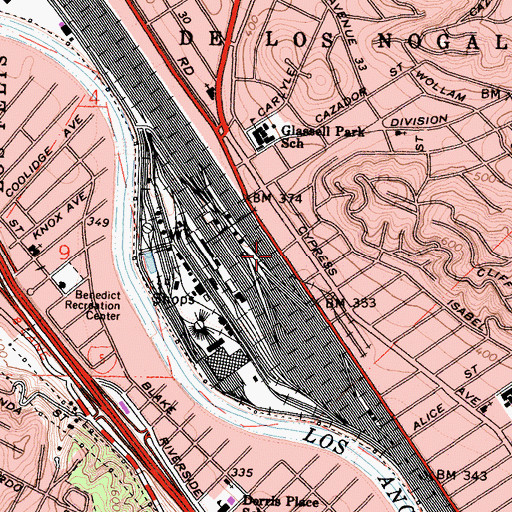 Topographic Map of Rio de Los Angeles State Park, CA