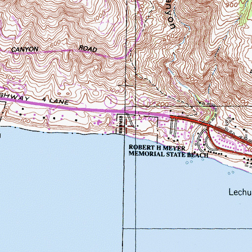 Topographic Map of Robert H Meyer Memorial State Beach, CA