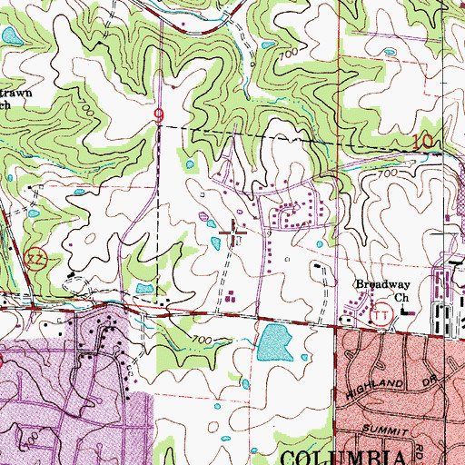 Topographic Map of Mary Paxton Keeley Elementary School, MO