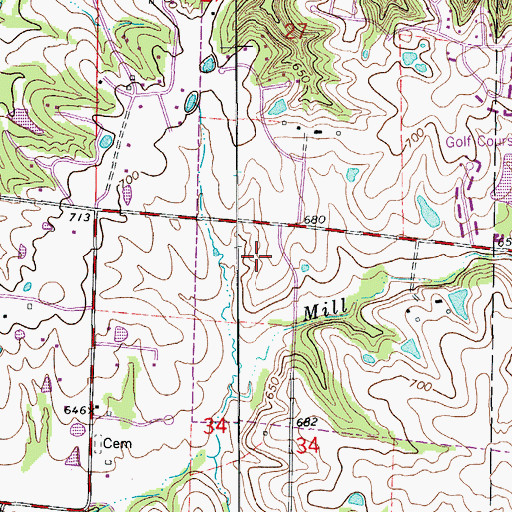 Topographic Map of Mill Creek Elementary School, MO