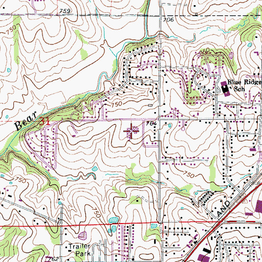 Topographic Map of Oakland Junior High School, MO