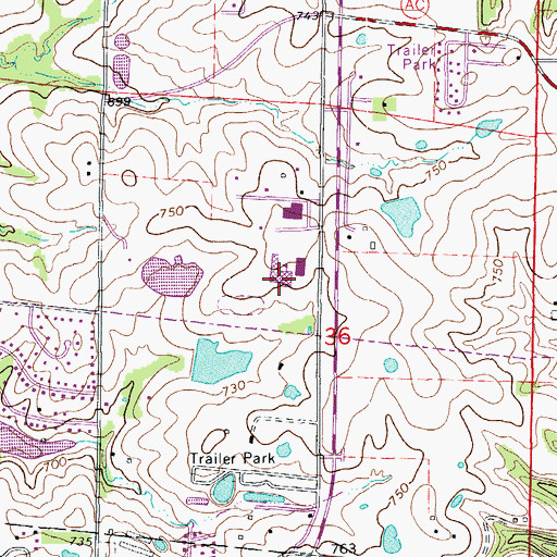 Topographic Map of Rock Bridge High School, MO