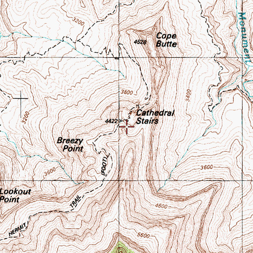 Topographic Map of Cathedral Stairs, AZ