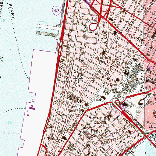Topographic Map of Church Street School For Music, NY