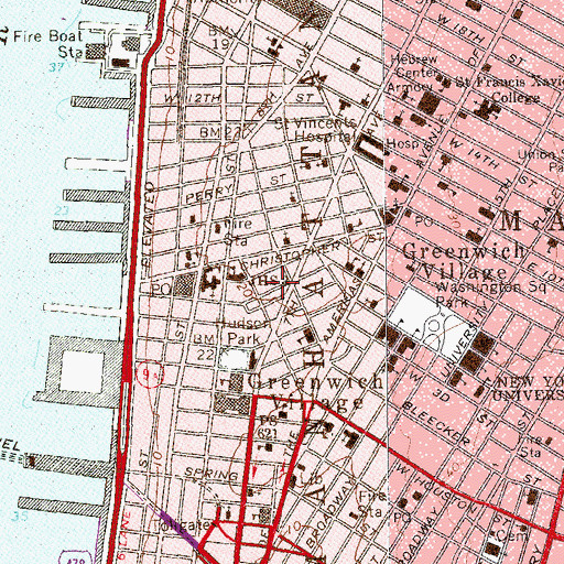 Topographic Map of Greenwich House Music School, NY