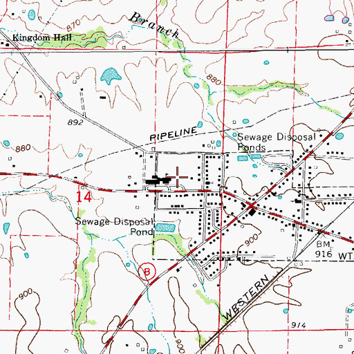 Topographic Map of Hallsville Intermediate School, MO