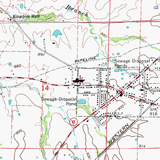 Topographic Map of Hallsville Middle School, MO
