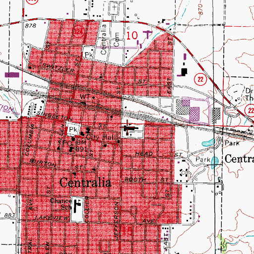 Topographic Map of Chester Boren Middle School, MO