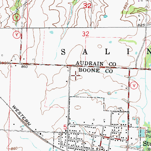 Topographic Map of Sturgeon High School, MO
