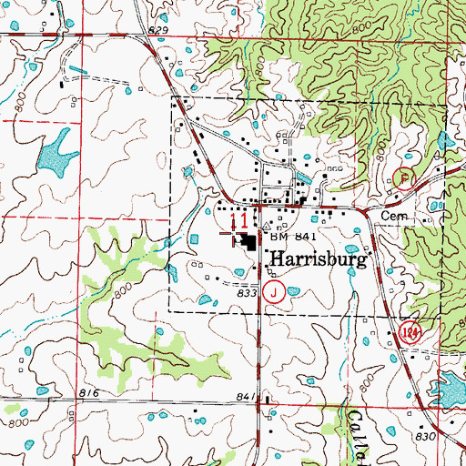 Topographic Map of Harrisburg Elementary School, MO