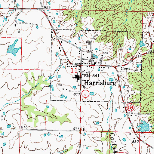 Topographic Map of Harrisburg Middle School, MO