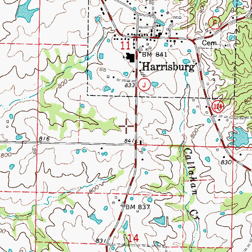 Topographic Map of Harrisburg High School, MO