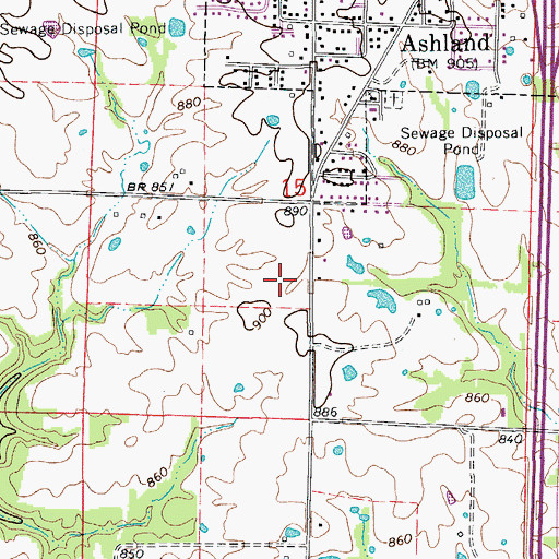 Topographic Map of Southern Boone Elementary School, MO