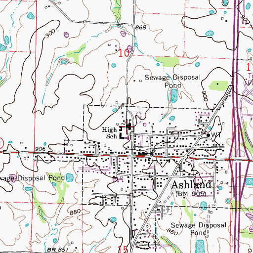 Topographic Map of Southern Boone Middle School, MO