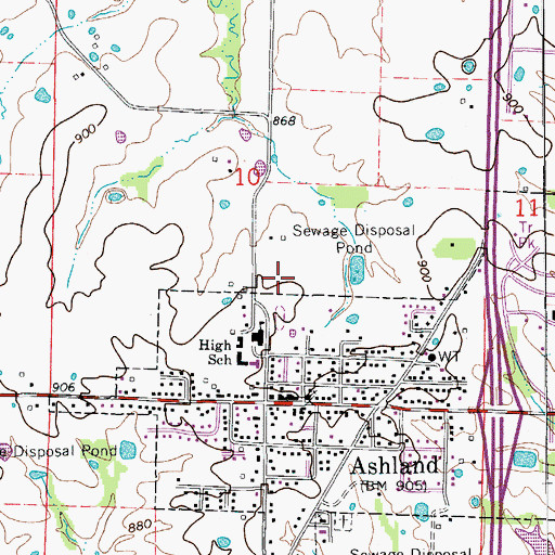 Topographic Map of Southern Boone High School, MO