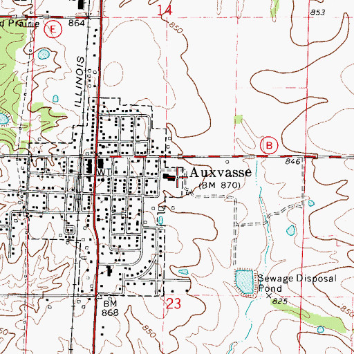 Topographic Map of Auxvasse Elementary School, MO