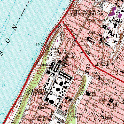 Topographic Map of Manhattan School of Music, NY
