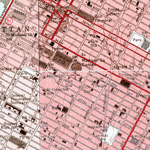 Topographic Map of New York City Guitar School, NY