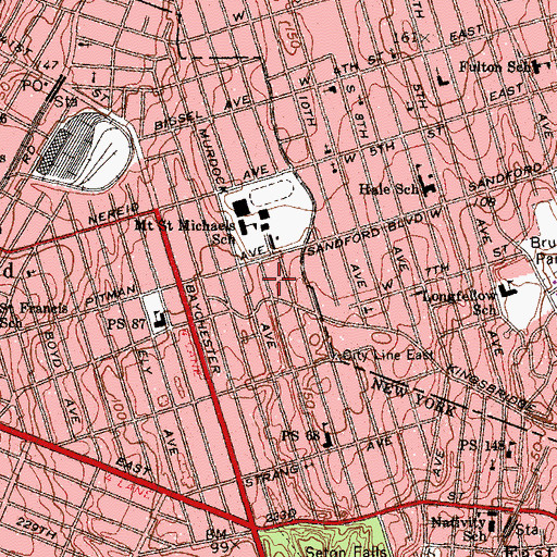 Topographic Map of Bronx Conservatory of Music, NY