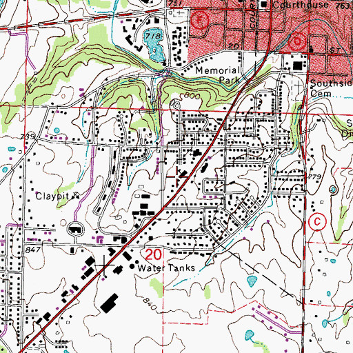Topographic Map of Bartley Elementary School, MO