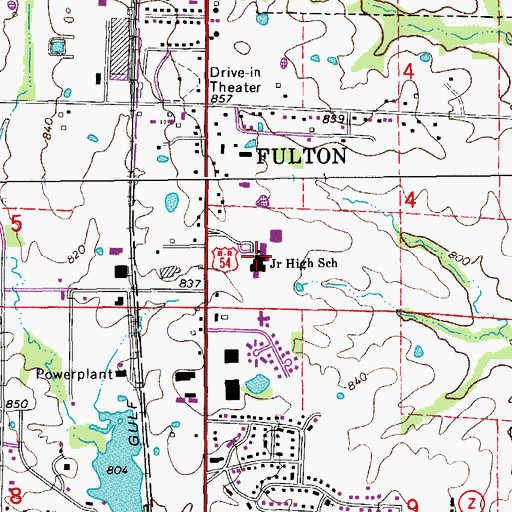 Topographic Map of Fulton High School, MO