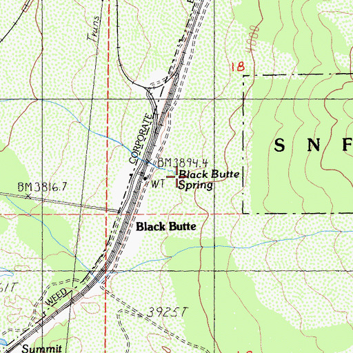 Topographic Map of Black Butte Spring, CA