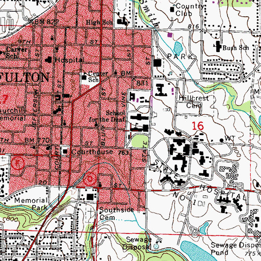 Topographic Map of Wheeler High School, MO