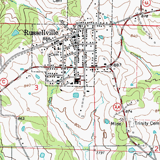Topographic Map of Cole R-1 Elementary School, MO