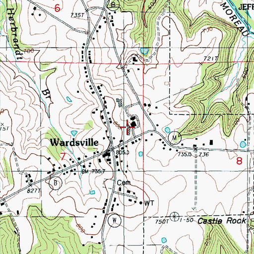 Topographic Map of Blair Oaks High School, MO