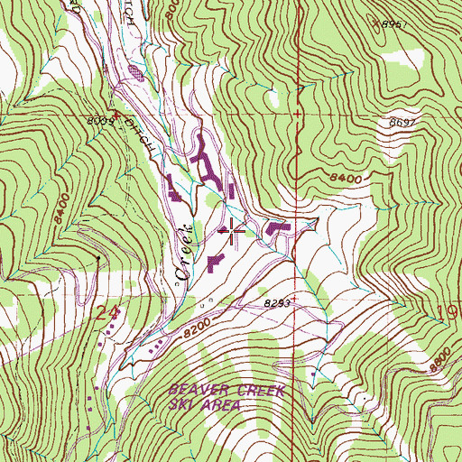 Topographic Map of Beaver Creek Village, CO