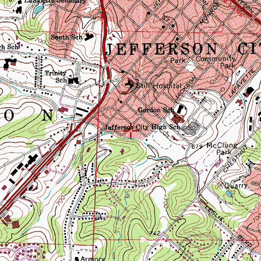 Topographic Map of Prenger Family Center, MO
