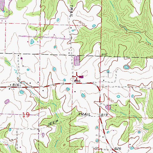 Topographic Map of Callaway Hills Elementary School, MO