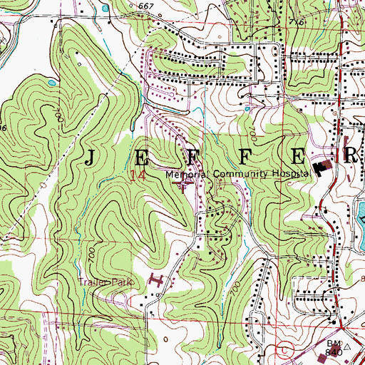 Topographic Map of Cedar Hill Elementary, MO