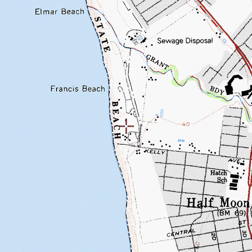 Topographic Map of Half Moon Bay State Beach, CA