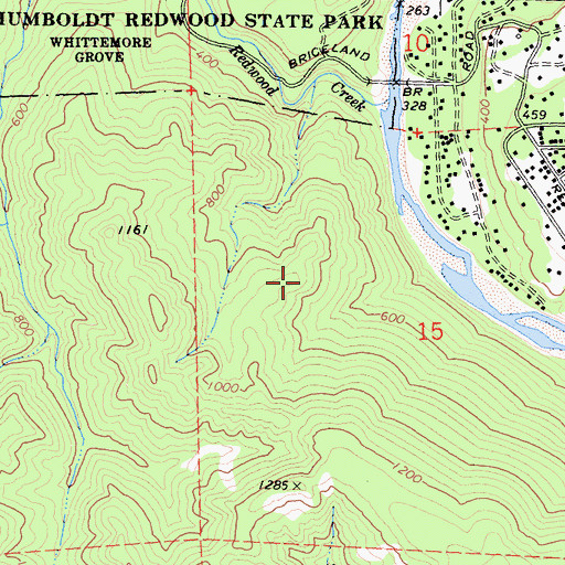 Topographic Map of John B Dewitt Redwoods State Natural Reserve, CA