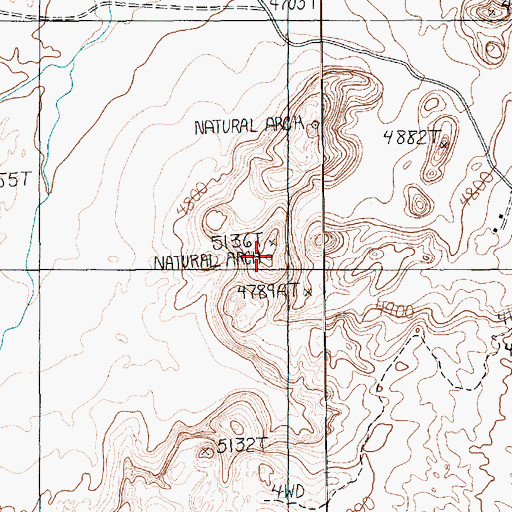 Topographic Map of Natural Arch, AZ