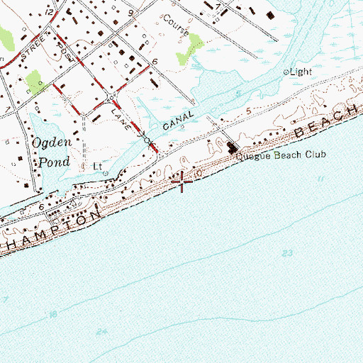 Topographic Map of Hampton Beach, NY