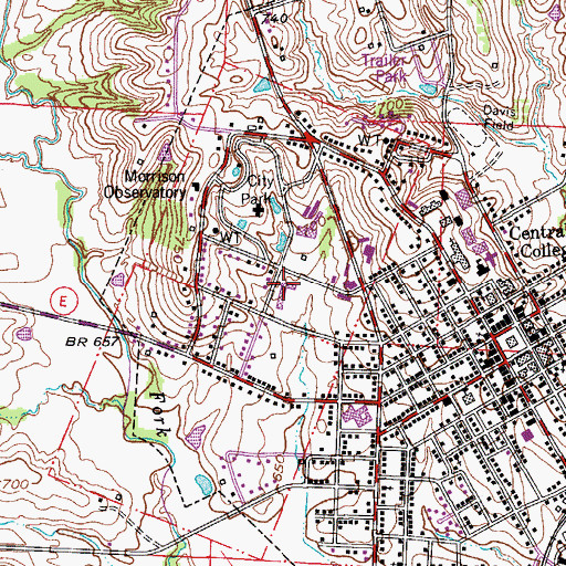 Topographic Map of W. N. Clark Middle School, MO