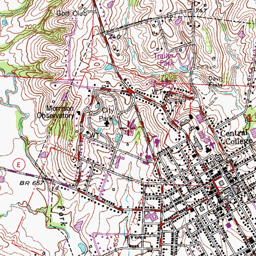 Topographic Map of Fayette High School, MO