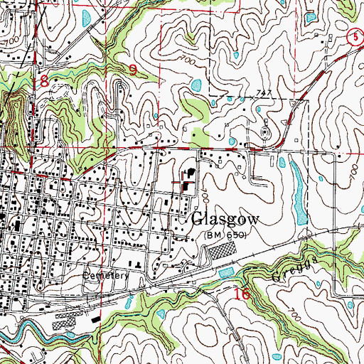 Topographic Map of Howard County Elementary School, MO
