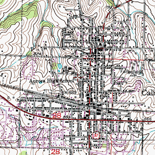 Topographic Map of California Elementary School, MO