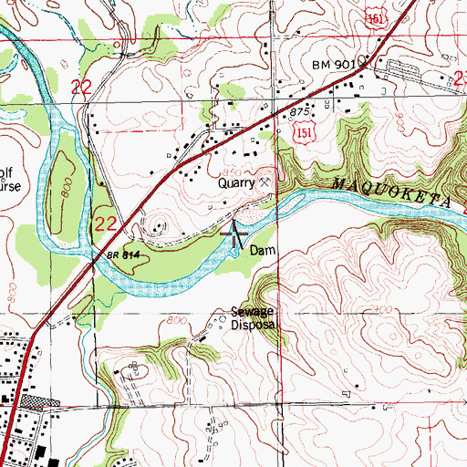 Topographic Map of Mon-Maq Dam, IA