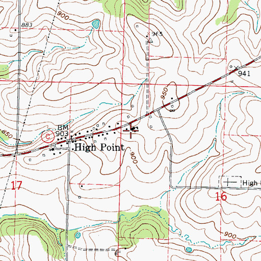 Topographic Map of High Point Elementary School, MO