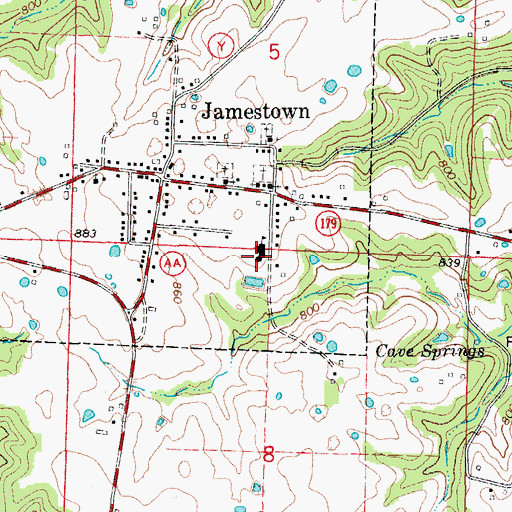 Topographic Map of Jamestown C-1 Elementary School, MO