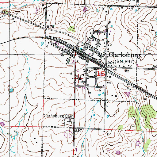 Topographic Map of Clarksburg Elementary School, MO