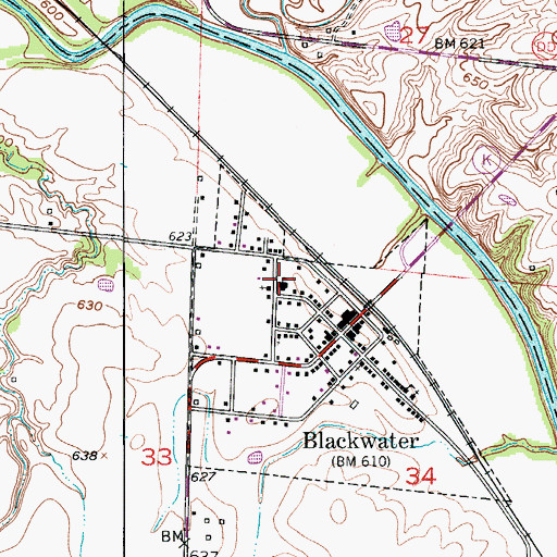 Topographic Map of Blackwater Elementary School, MO