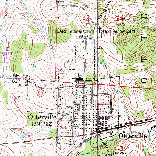 Topographic Map of Otterville High School, MO